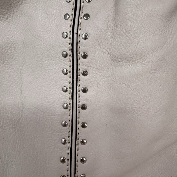 Michael Kors Astor Large Studded Genuine Pebbled Leather Tote Bag Purse Vanilla - Picture 3 of 16